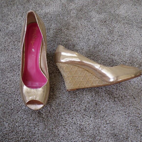 Lily pulitzer leather Wedge heels 9 - Picture 2 of 13